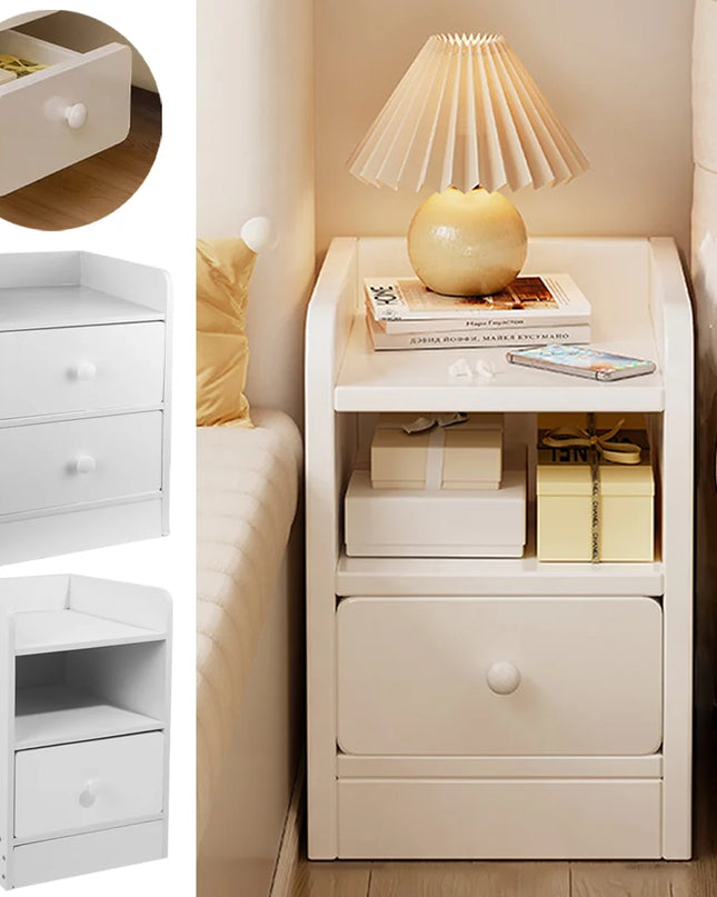 Modern Double Drawer Night Table - Sturdy Design, Small Footprint