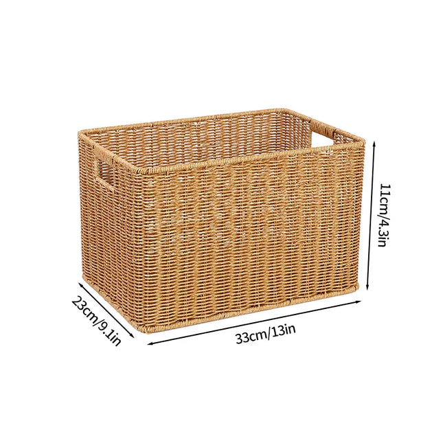 Rattan Straw Storage Basket Japanese Hand-woven Sundries Organizer Baskets Large Capacity Laundry Container Bathroom Organizer