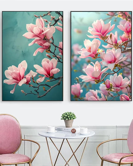 Modern HD Magnolia Flowers Canvas Art - Unframed Wall Decoration