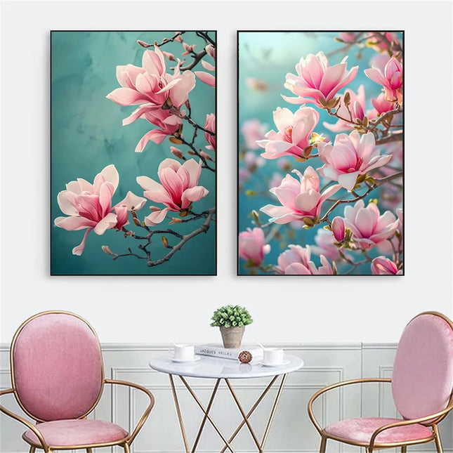Modern HD Magnolia Flowers Canvas Art - Unframed Wall Decoration