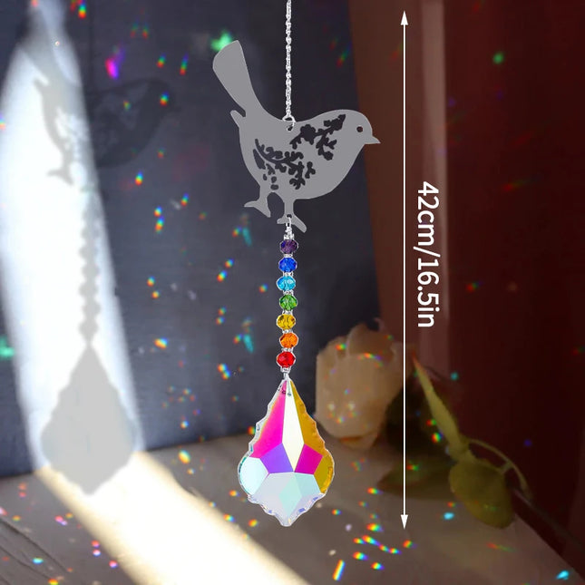 Crystal SunCatcher Prisms Hanging Rainbow Chaser Window Wind Chime Tree of Life Car Art Hanging Pendant Home Garden Decoration