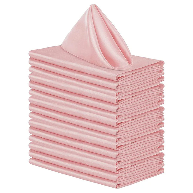 12pcs Satin Cocktail Napkins - 30x30cm Hemstitched Table Decor
