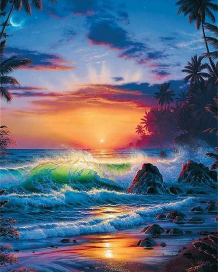 Sunset Beach Seascape Canvas Print - Nordic Landscape Wall Art Decor