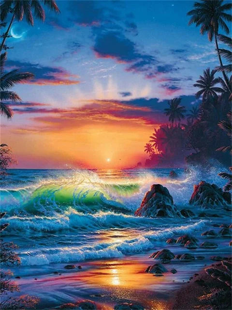 Sunset Beach Seascape Canvas Print - Nordic Landscape Wall Art Decor
