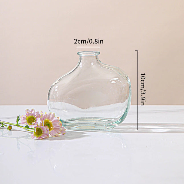 Retro Irregular Glass Flower Vase - Modern Decorative Table Ornament