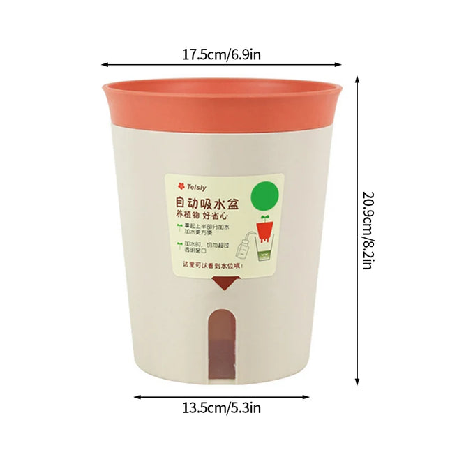 Thickened Plastic Flower Pot - Self-Watering Double-Layer Design for Plants