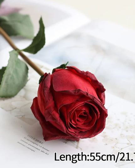 French Curled Rose Fake Flowers - Elegant Silk Bouquet for Home Decor