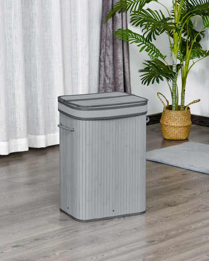 HOMCOM 70L Wood Laundry Basket with Flip Lid and Removable Lining