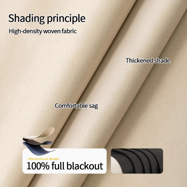 Simple Blackout Bedroom Curtains - High Shading, Self-Adhesive Design