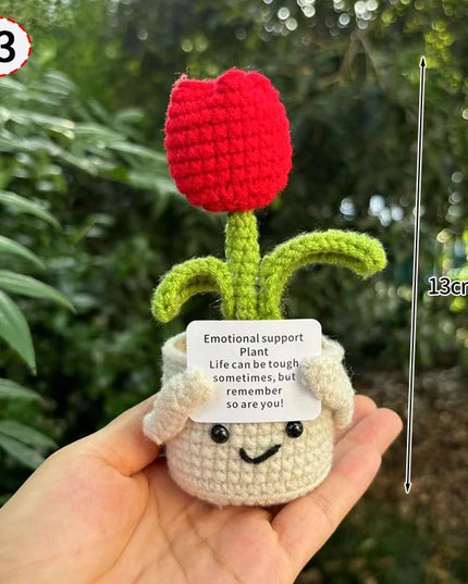 Handmade Crochet Sunflower Decor - Wool Potted Ornament for Auto Interior