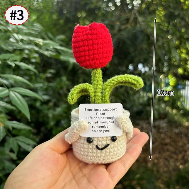 Handmade Crochet Sunflower Decor - Wool Potted Ornament for Auto Interior