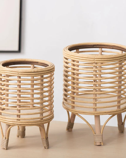 Ins Nordic Flower Pot Basket Wooden Flower Frame Indoor Outdoor Flower Pot Stand Living Room Green Plant Flower Pot Container