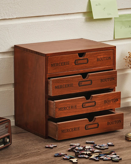 Modishion Retro Solid Wood 4 Drawer Storage Box for Jewelry & Cosmetics