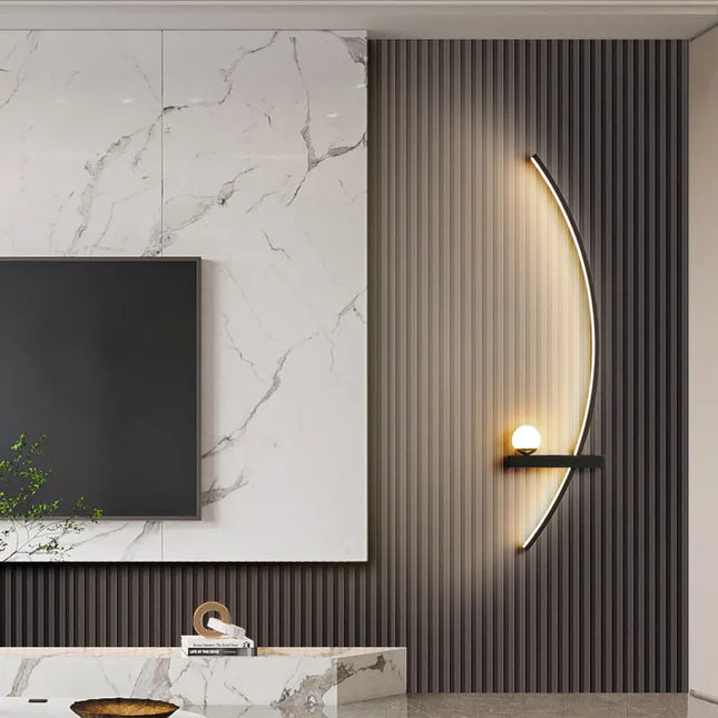 Modern Black Gold Wall Lamp - Minimalist Luxury Lighting for Living Room