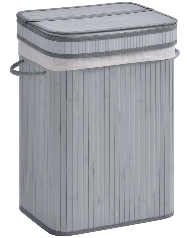 HOMCOM 70L Wood Laundry Basket with Flip Lid and Removable Lining