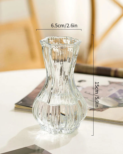 Glass Transparent Flower Vase Retro Hydroponics Plants Pot Clear Flower Container Flowers Arrangement Bottle Table Decoration