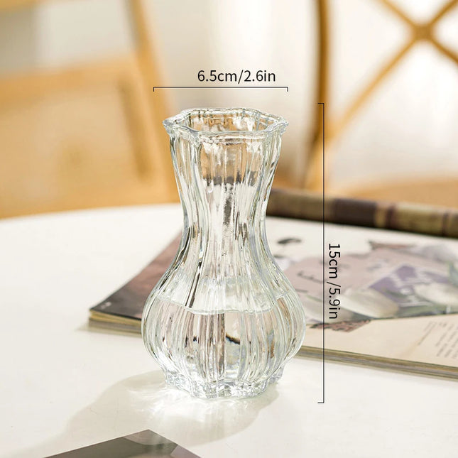 Glass Transparent Flower Vase Retro Hydroponics Plants Pot Clear Flower Container Flowers Arrangement Bottle Table Decoration