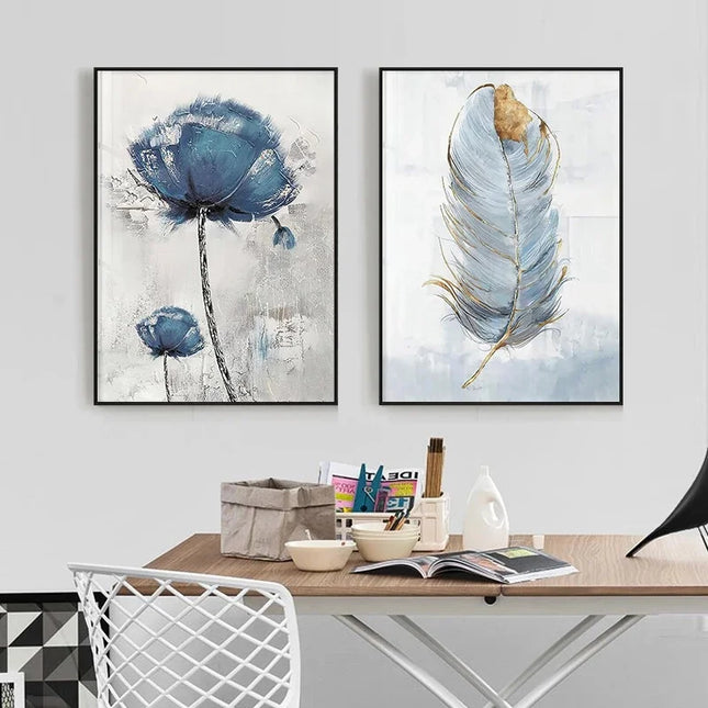 Scandinavian Flower Canvas Print - Abstract Wall Art for Living Room Decor