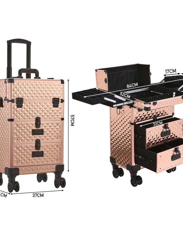 Modishion 3-in-1 Cosmetic Trolley Case - Portable Makeup Storage
