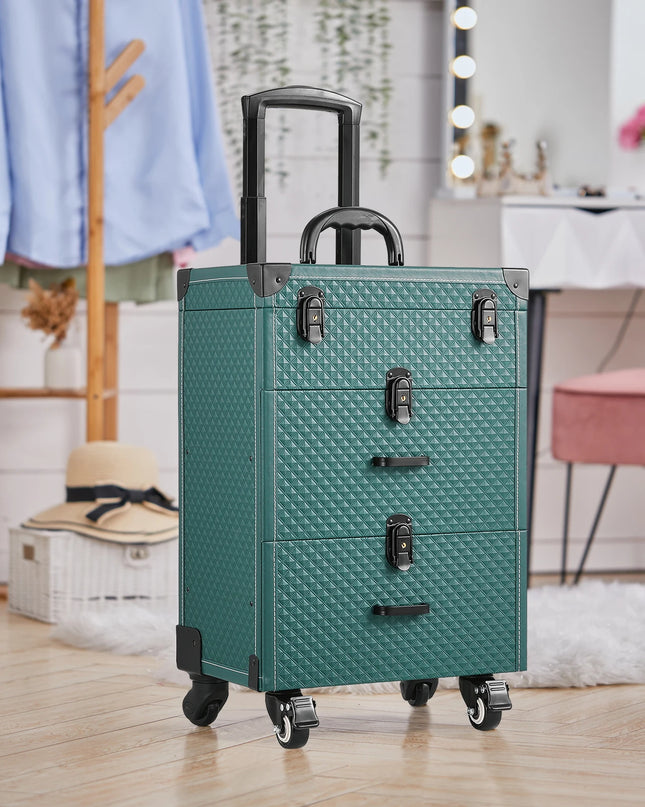 Modishion 3-in-1 Portable Cosmetic Trolley Case with Drawers
