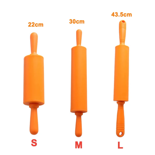 Non-Stick Silicone Rolling Pin with Wooden Handle for Baking Pastry
