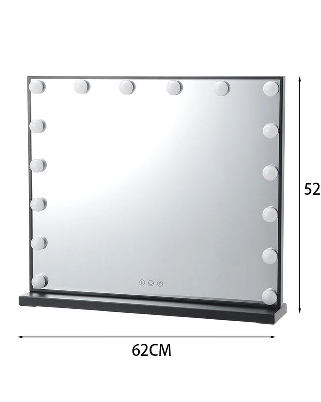 Modishion Rectangular LED Makeup Mirror - Adjustable Brightness & Colors