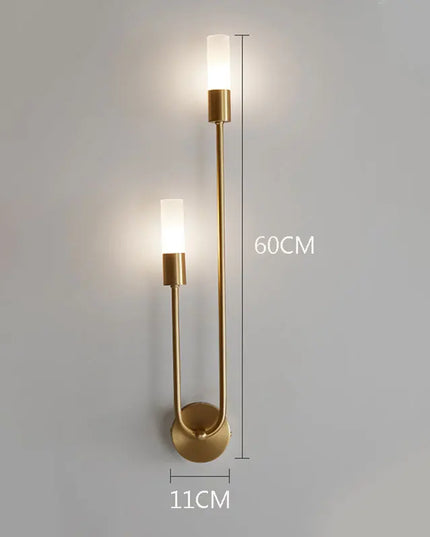 Nordic Brass LED Wall Lamp - Modern Copper Design for Bedroom