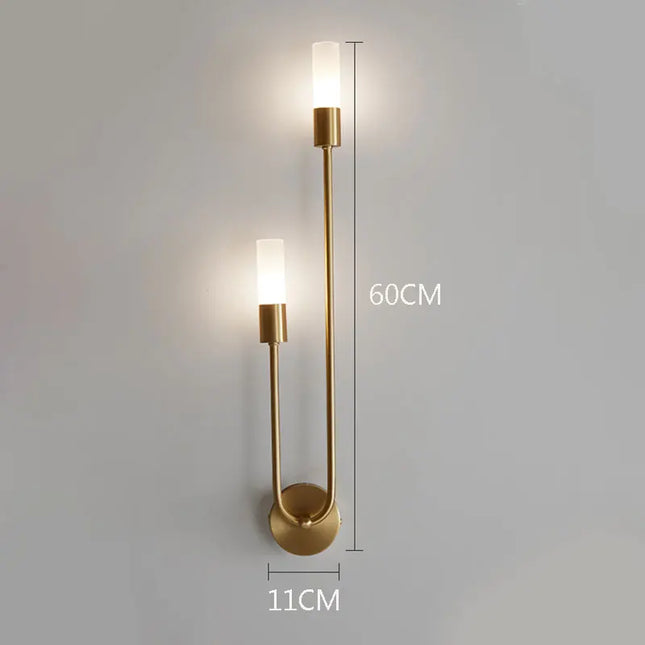 Nordic Brass LED Wall Lamp - Modern Copper Design for Bedroom