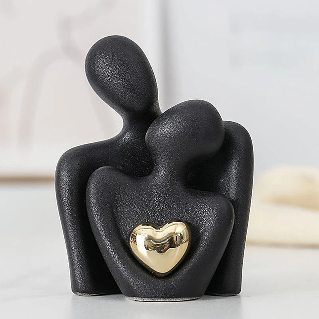 Ceramic Couple Ornaments - Modern Room Decor for Bedroom & Office