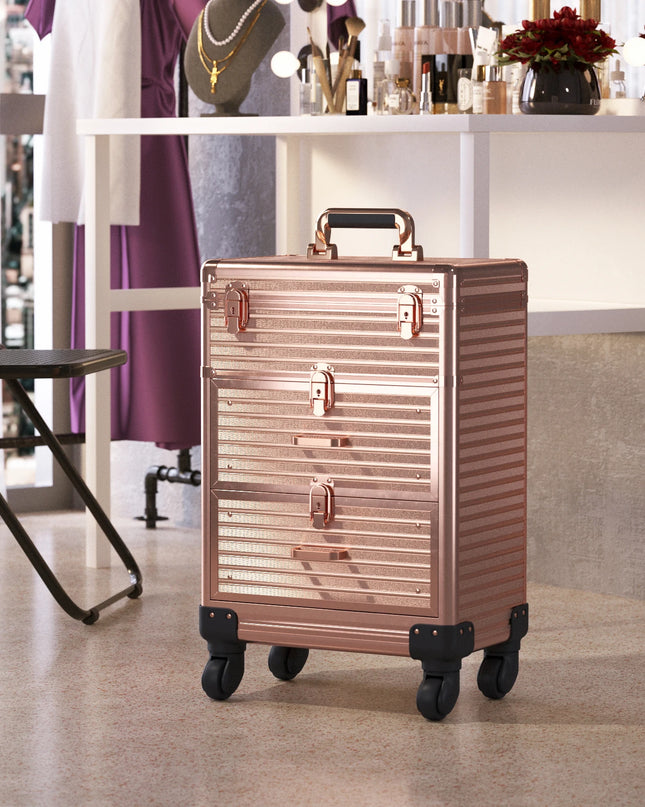 Modishion 3-in-1 Portable Cosmetic Trolley Case with Drawers