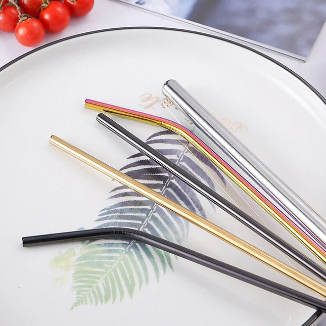 3pcs Reusable Stainless Steel Drinking Straws - Dishwasher Safe Set