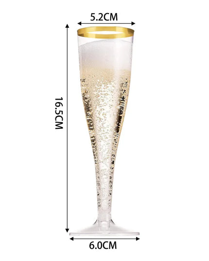 25/50Pcs Clear Champagne Flutes 5oz, Plastic Glitter Champagne Flutes