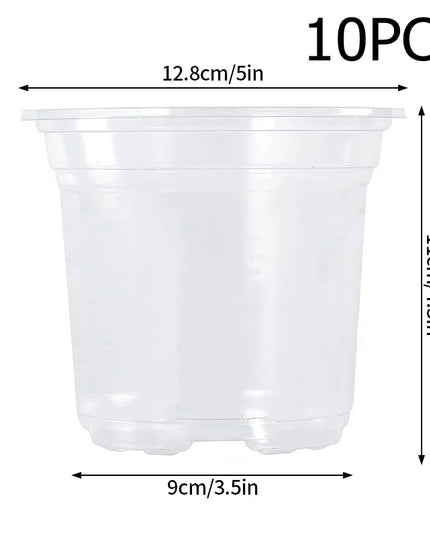 Transparent Flowerpot Nursery Pots - Thickened Plastic Planters, Drainage Hole