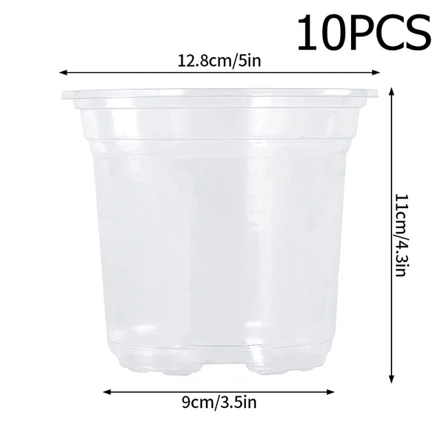 Transparent Flowerpot Nursery Pots - Thickened Plastic Planters, Drainage Hole