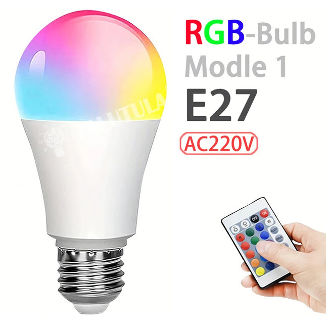 16 Colors RGB Bulb LED Multicolor Bulb E27 Base 220V Household Lighting Dimmable 
24 Key Remote Control Atmosphere Neon Light