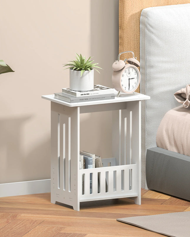 EFAN Modern White Bedside Table – Small Wooden Nightstand