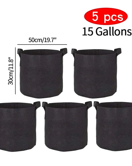 5PCS Felt Grow Bags Gardening Growing Planter Round Flower Vegetable Planting Pots Pouch Garden Balcony Pot Container Supplies
