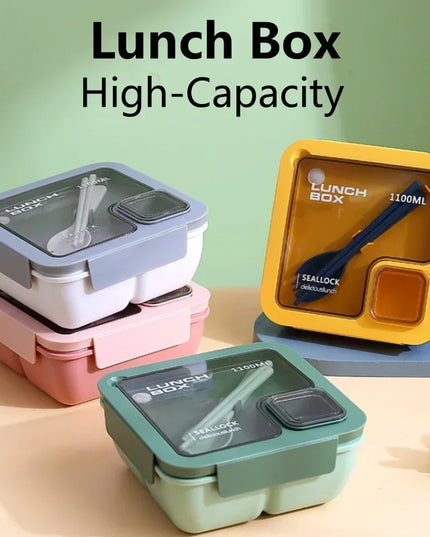850ml/1100ml Lunch Box Microwave Portable Bento Boxes with Tableware for Kids