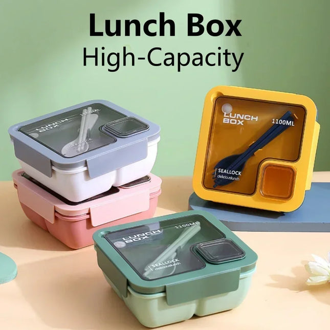 850ml/1100ml Lunch Box Microwave Portable Bento Boxes with Tableware for Kids