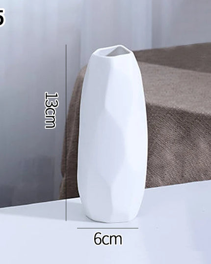 White Nordic Ceramic Flower Vase - Retro Style Decorative Plant Pot