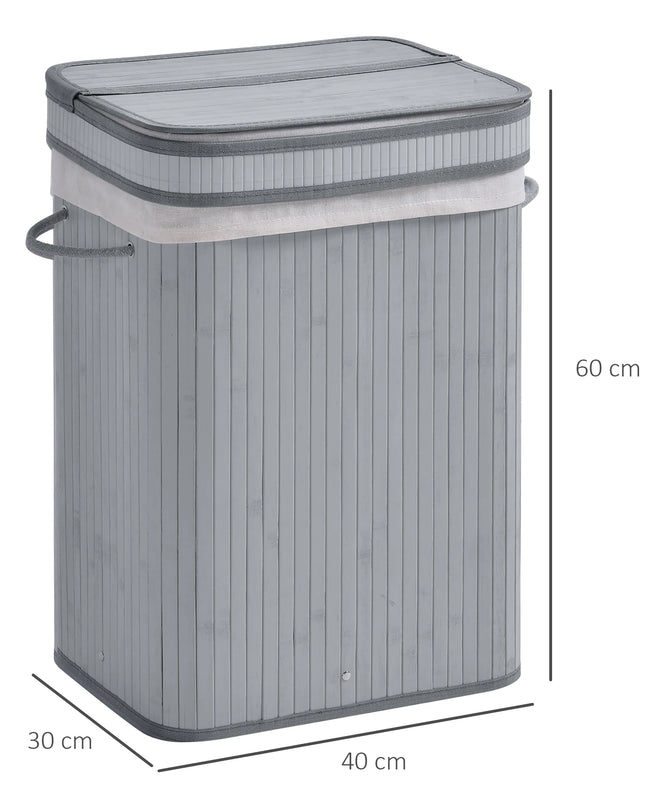 HOMCOM 70L Wood Laundry Basket with Flip Lid and Removable Lining
