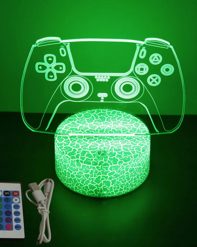 Neon Gamer 3D LED Night Light - RGB Cartoon Lamp for Bedroom