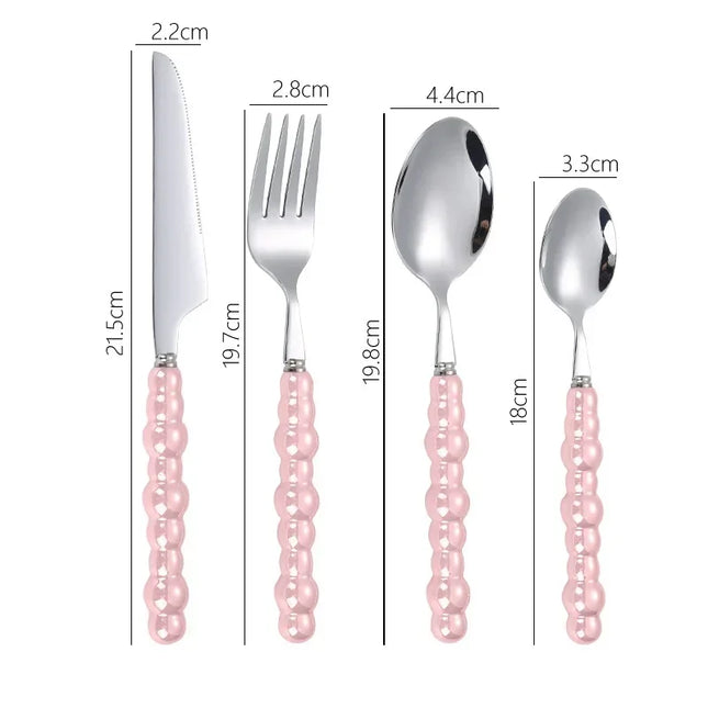 4Pcs/Set Luxury Dinnerware Stainless Steel Spoon and Fork