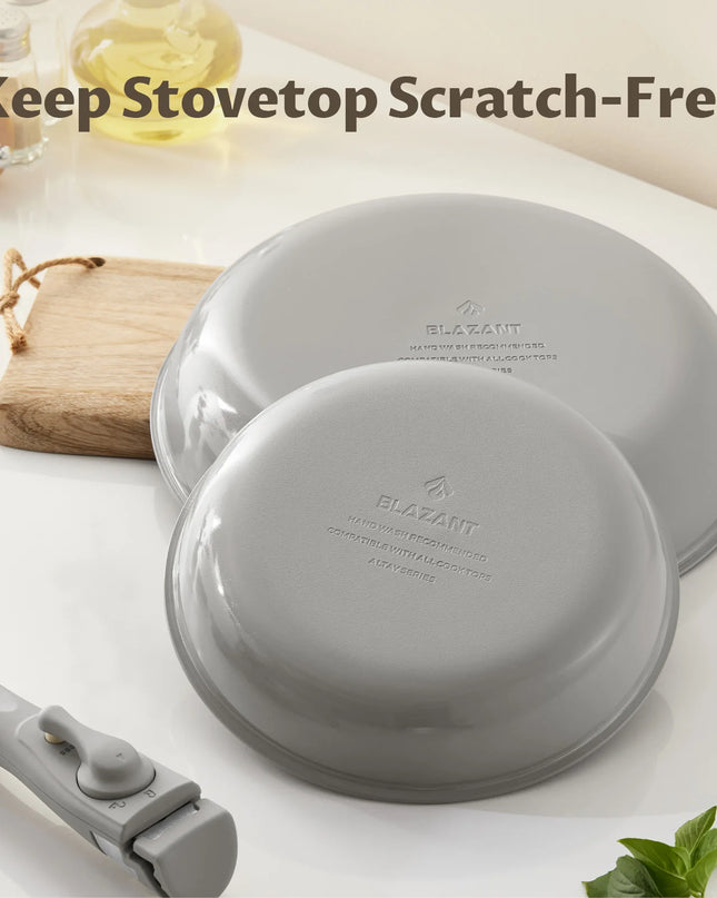Non-Stick Frying Pan Set - 20/24/28 cm Removable Handles, Induction Compatible