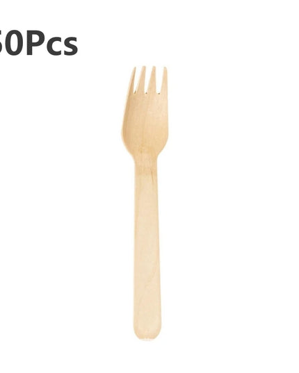 50Pcs Disposable Wooden Cutlery