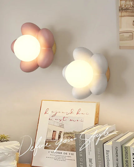 Modern Cream Wall Lamp for Children's Room - Simple Flower Design