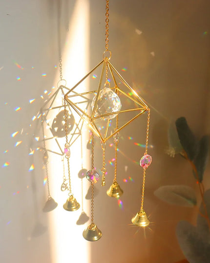 Sun Catchers Crystal Pendant Window Wind Chime Star Moon Light Catchers Rainbow Chaser Plated Colorful Hanging Drop Garden Decor