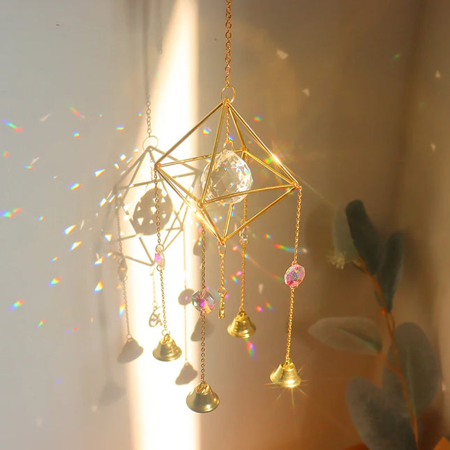 Sun Catchers Crystal Pendant Window Wind Chime Star Moon Light Catchers Rainbow Chaser Plated Colorful Hanging Drop Garden Decor
