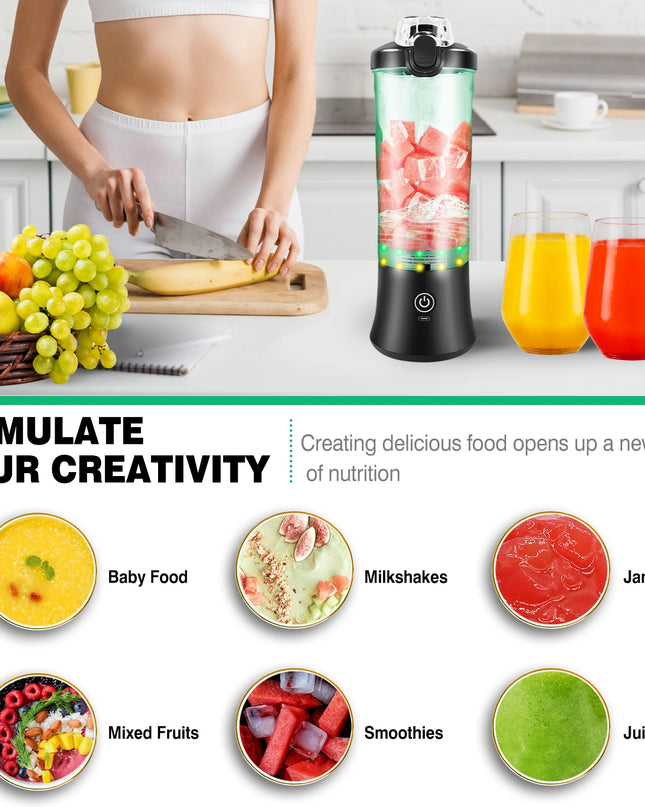 DayPlus 600ML Portable Blender - USB Rechargeable Electric Juicer
