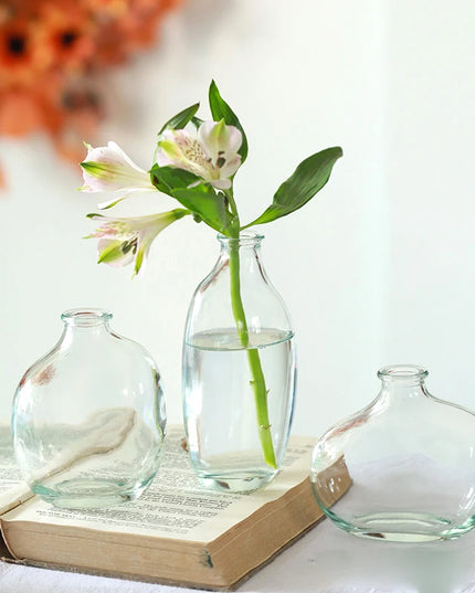Retro Irregular Glass Flower Vase - Modern Decorative Table Ornament